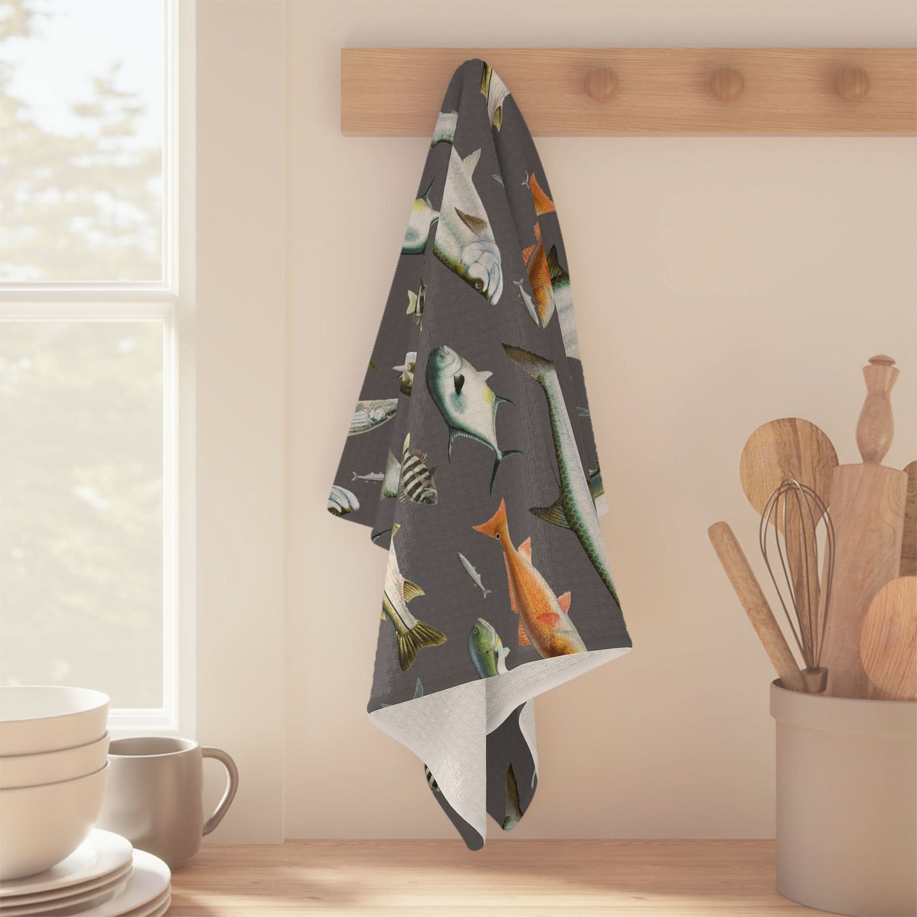 Southern Flats Fish Grey Soft Kitchen Towel - NEW for Fall 2023!