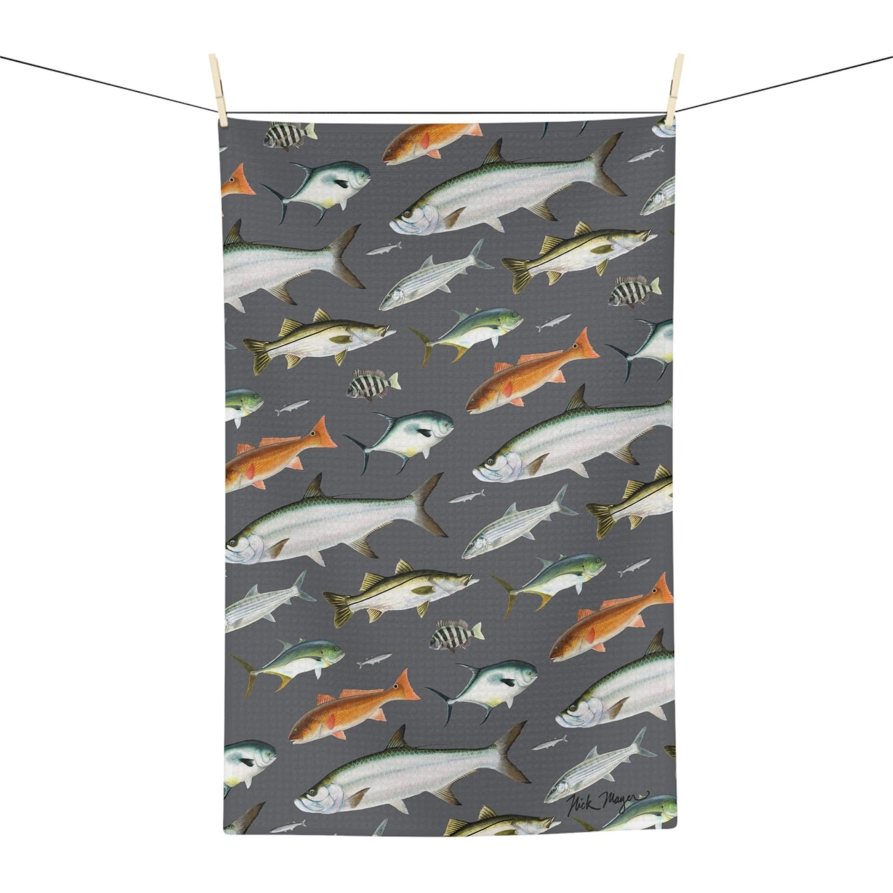 Southern Flats Fish Grey Soft Kitchen Towel - NEW for Fall 2023!