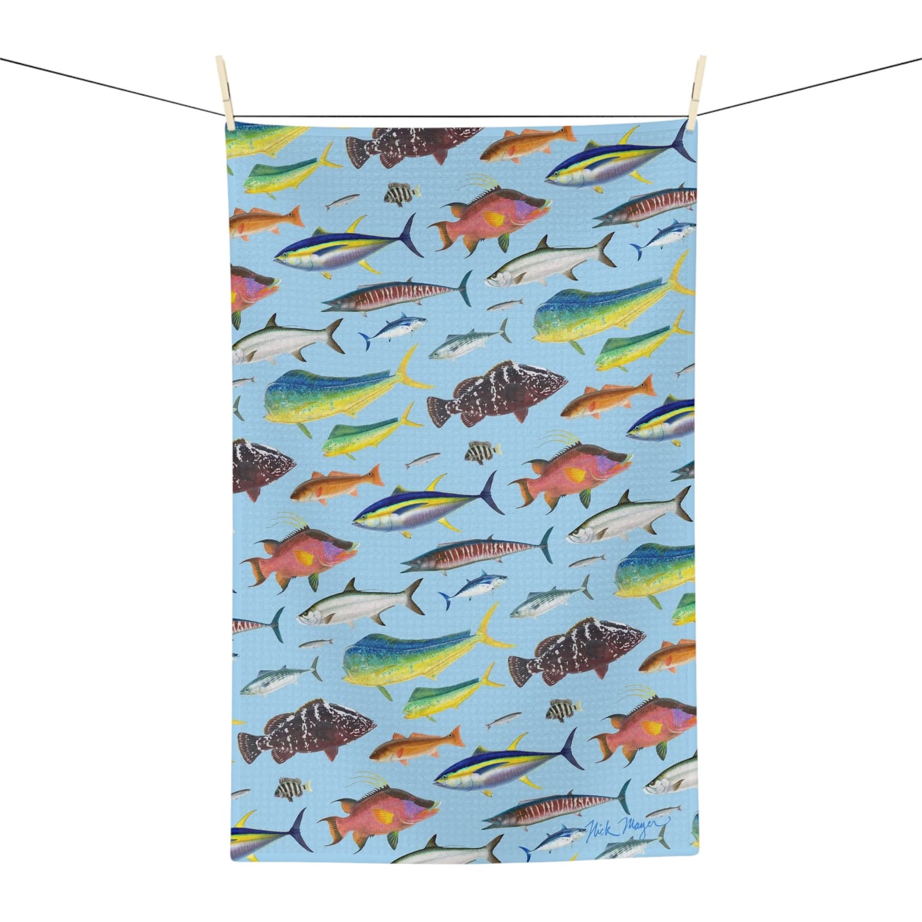 Southern Offshore Fish Blue Soft Kitchen Towel - NEW for Fall 2023!