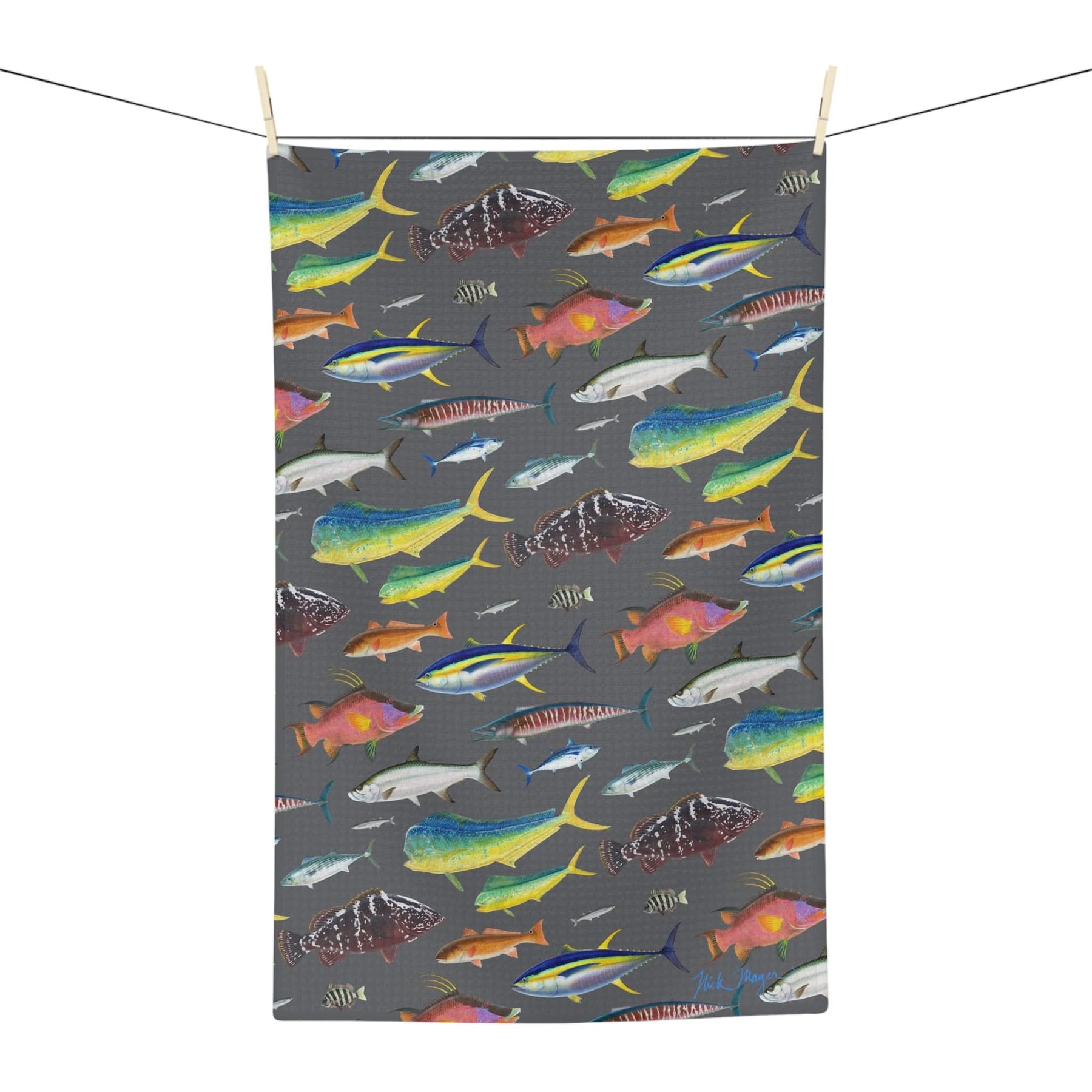 Southern Offshore Fish Grey Soft Kitchen Towel - NEW for Fall 2023!