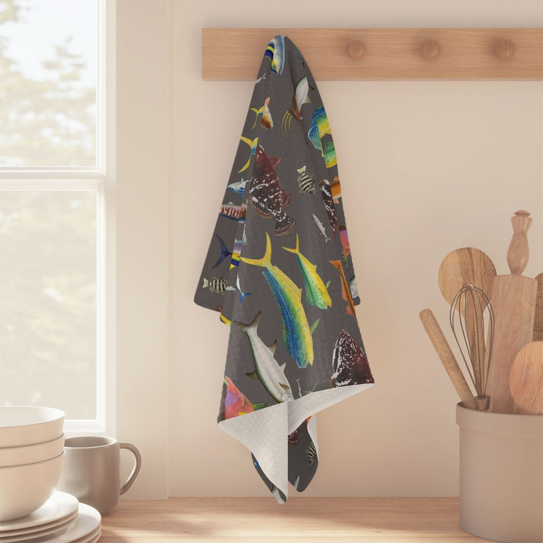 Southern Offshore Fish Grey Soft Kitchen Towel - NEW for Fall 2023!