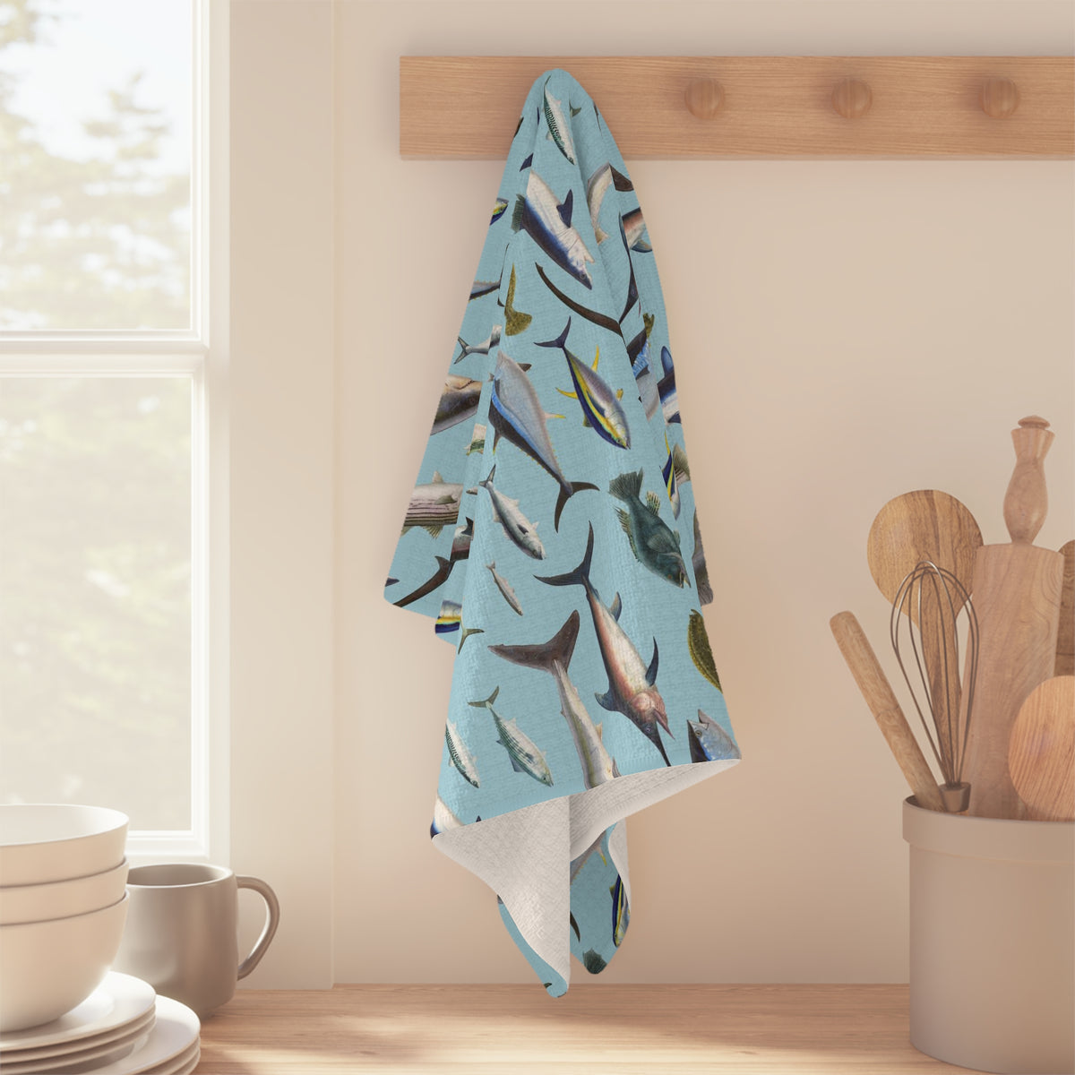 NE Fish Blue Soft Kitchen Towel