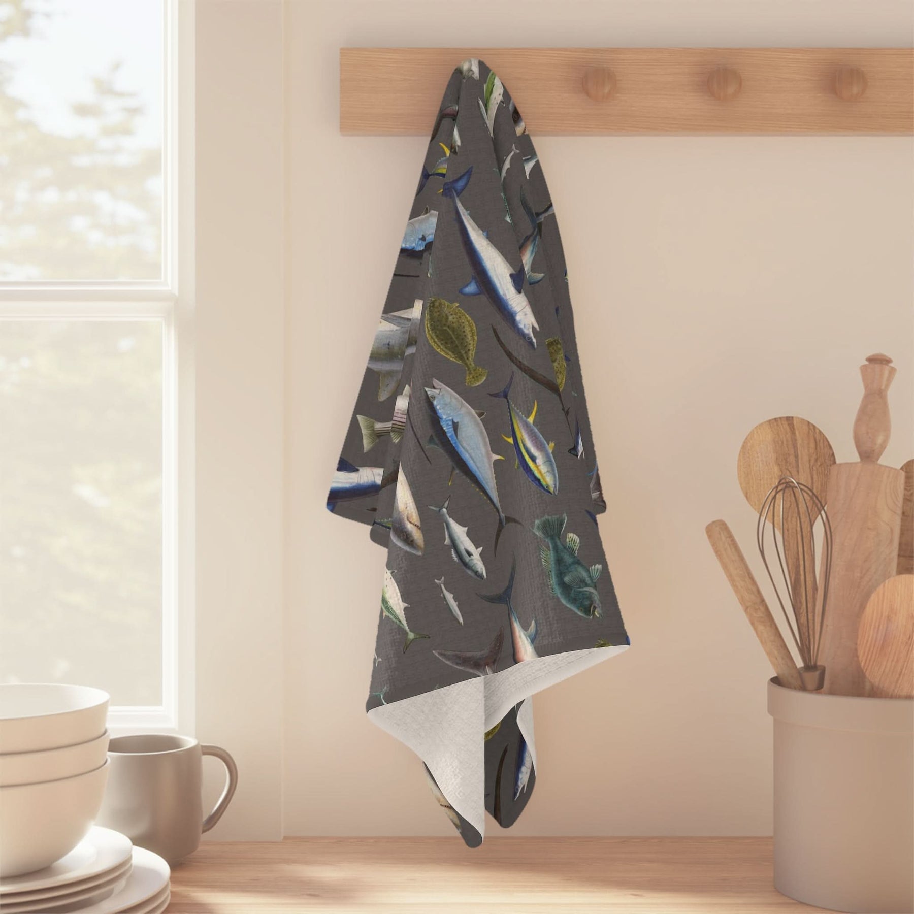 NE Fish Grey Soft Kitchen Towel - NEW for Fall 2023!
