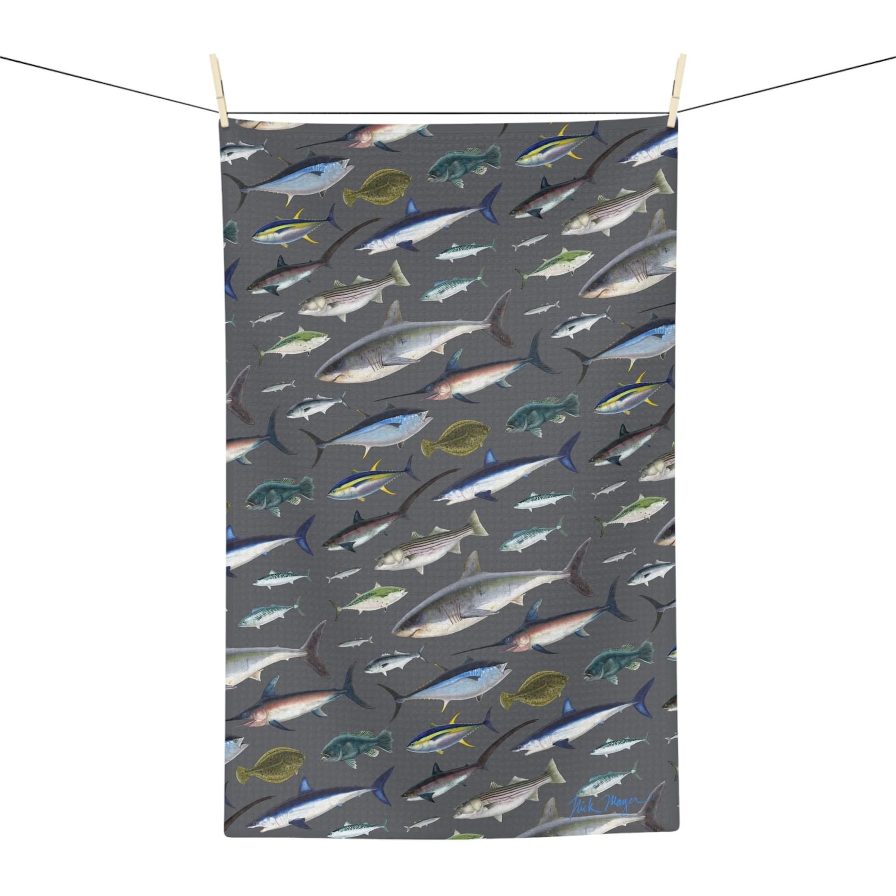 NE Fish Grey Soft Kitchen Towel - NEW for Fall 2023!