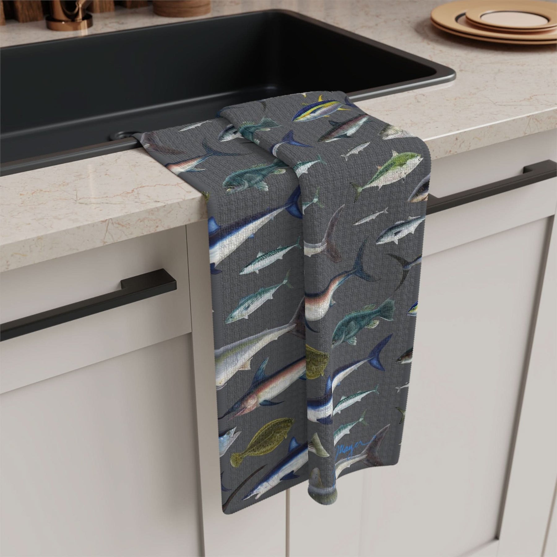 NE Fish Grey Soft Kitchen Towel - NEW for Fall 2023!