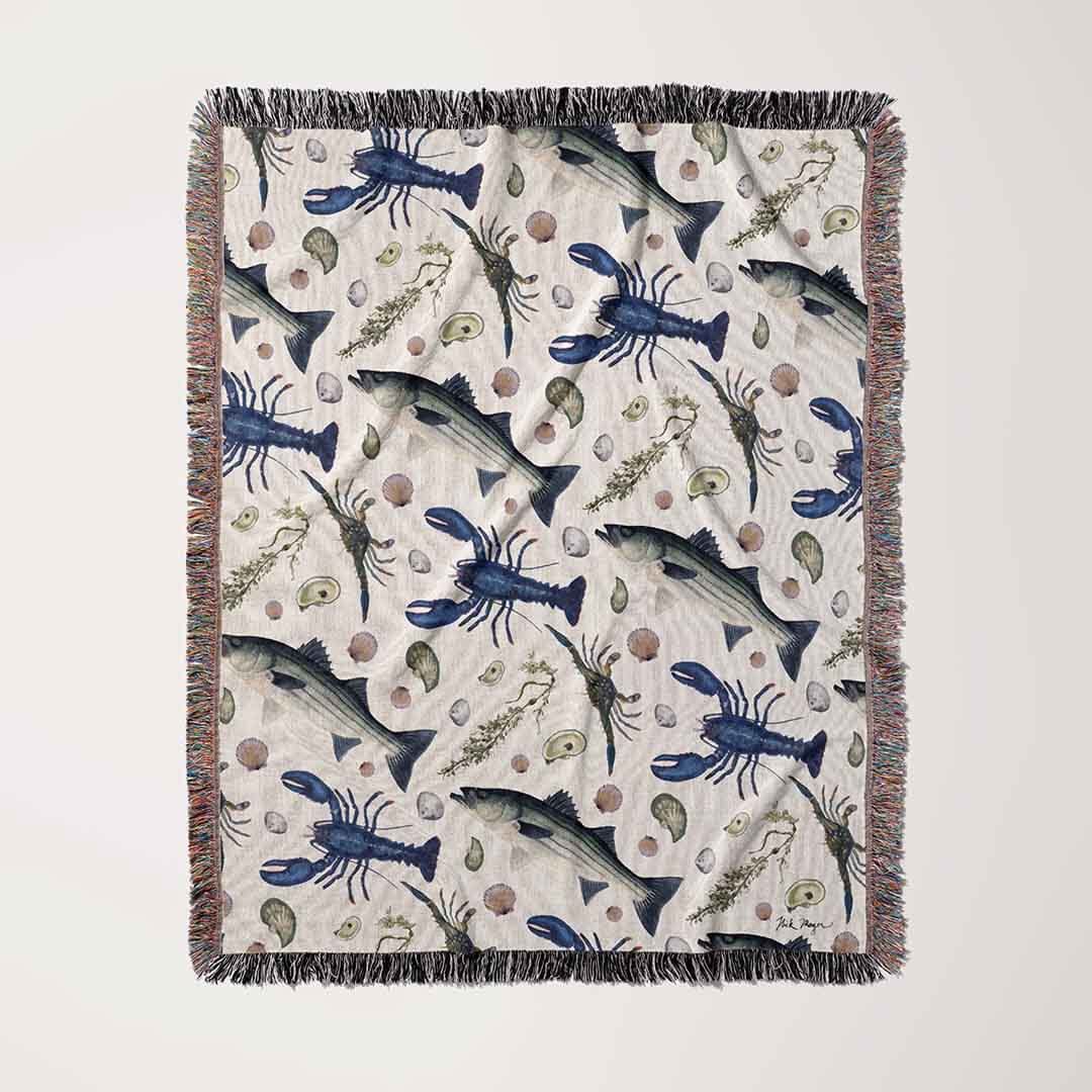NE Seafood Woven Blanket