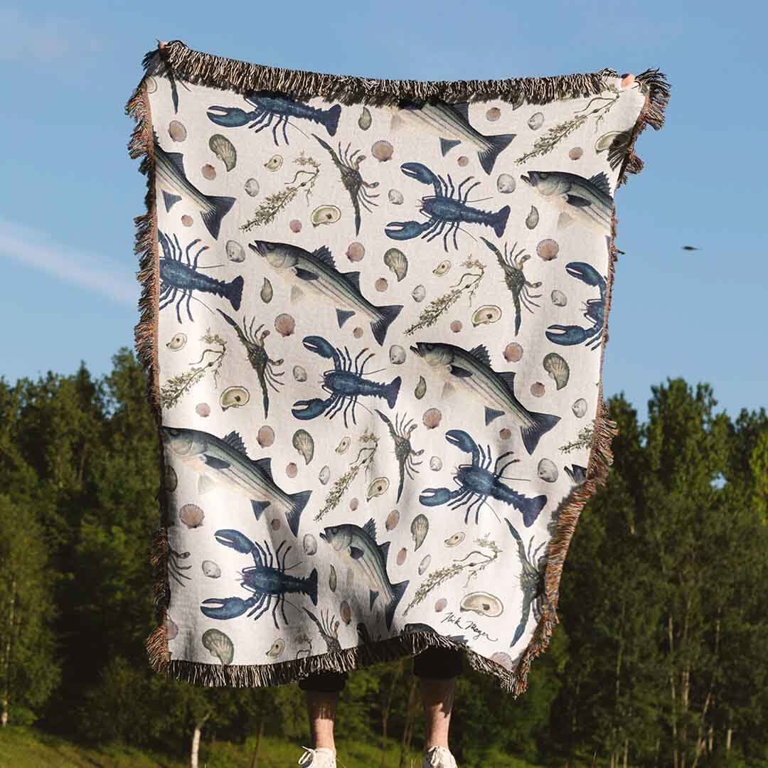 NE Seafood Woven Blanket
