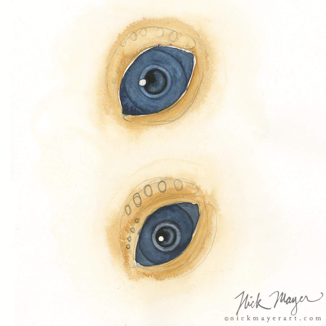 Sea Turtle Eyes, Original Study Painting