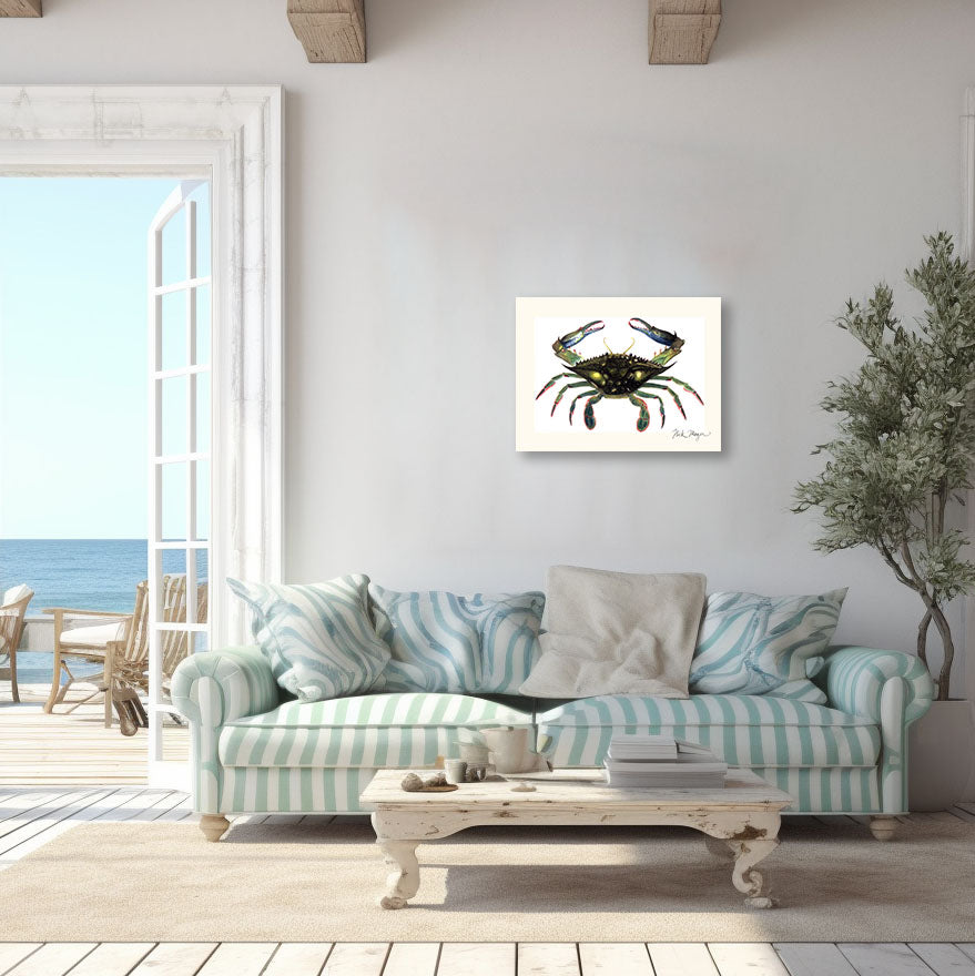 NEW! Blue Crab, Claws In Canvas Wrap