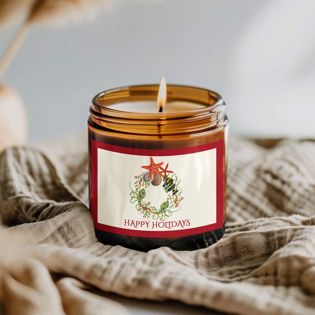 Nautical Wreath Natural Scented Soy Candle - 2 Sizes & 9 Fragrance Choices - NEW for Holiday 2025!