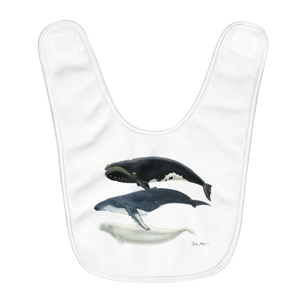 3 Whales Fleece Baby Bib