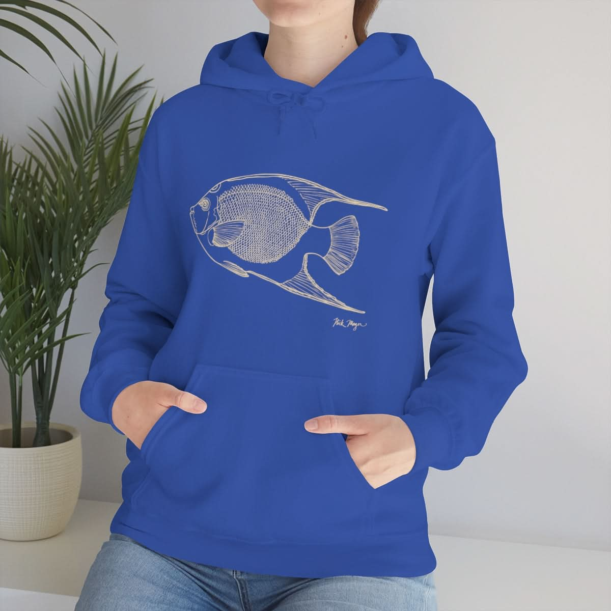 Queen Angelfish Drawing Warm Hoodie