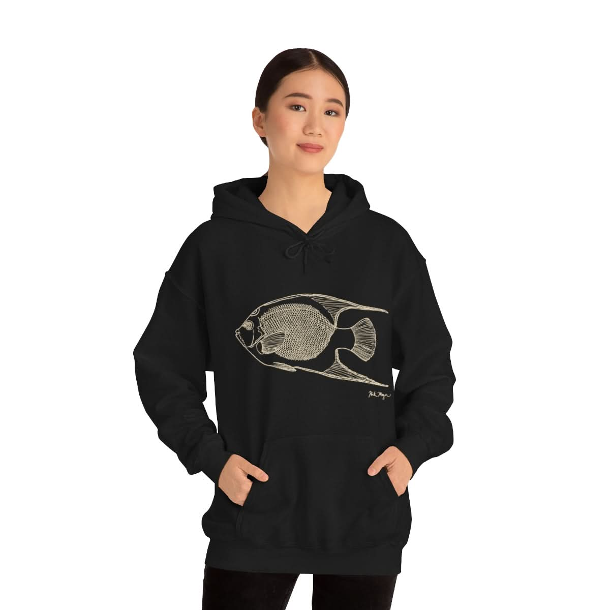 Queen Angelfish Drawing Warm Hoodie