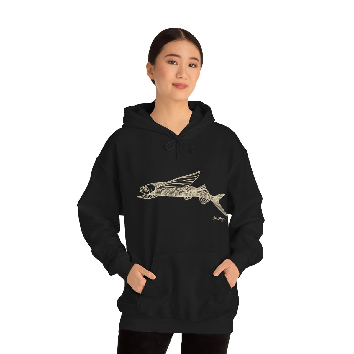 Flying Fish Drawing Warm Hoodie