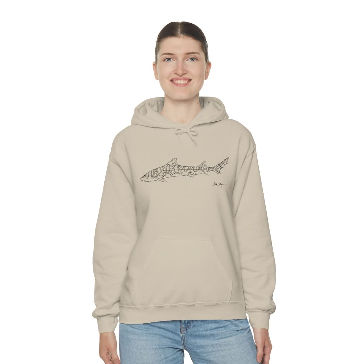 Leopard Shark Drawing Warm Hoodie