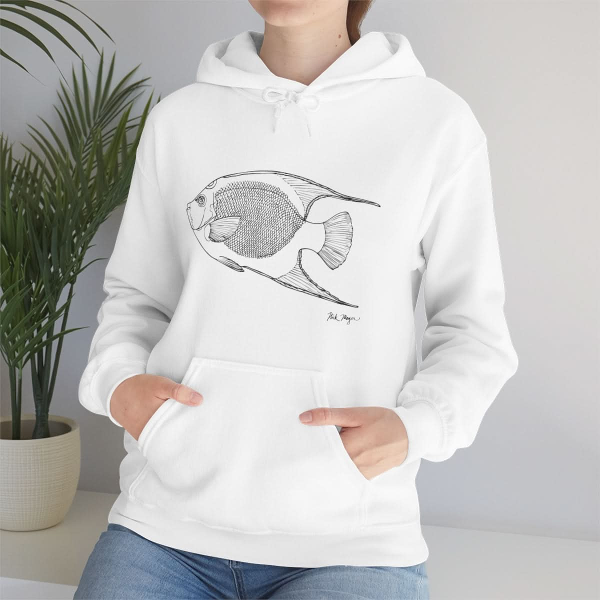 Queen Angelfish Drawing Warm Hoodie