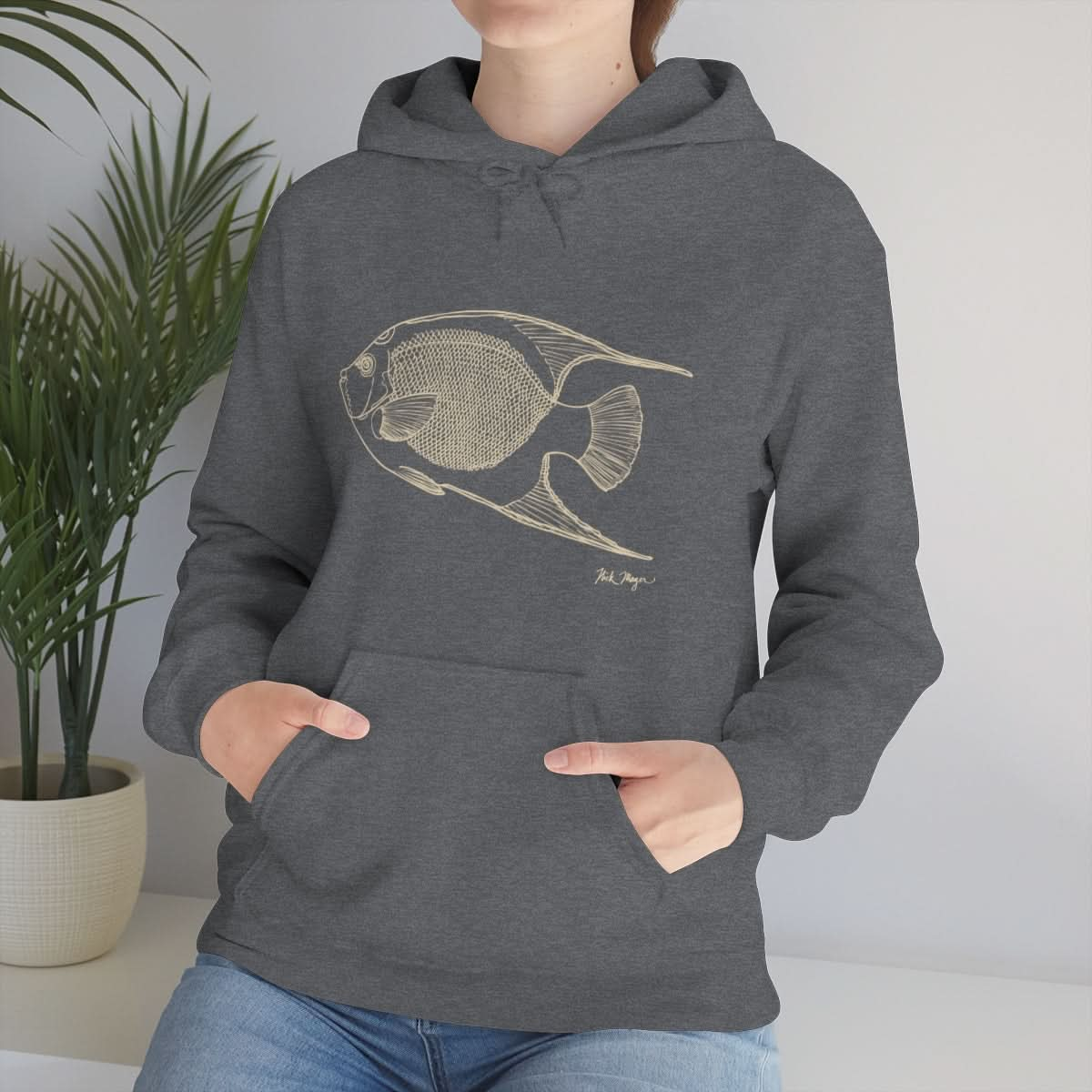 Queen Angelfish Drawing Warm Hoodie