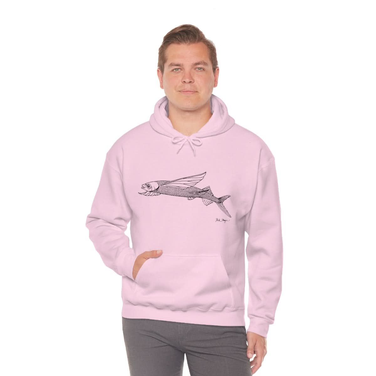 Flying Fish Drawing Warm Hoodie