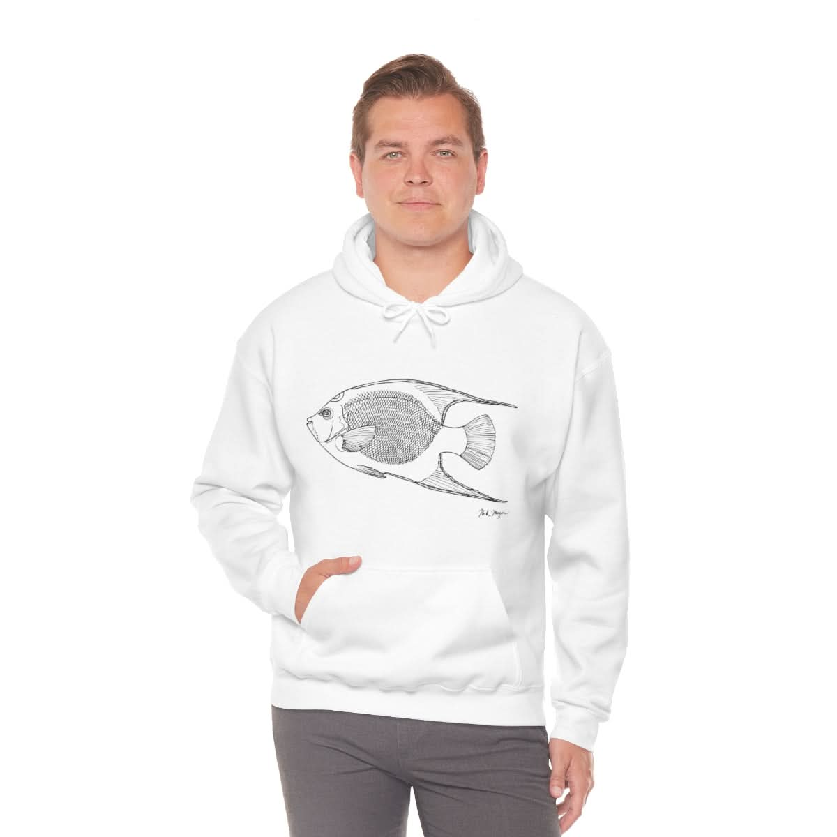 Queen Angelfish Drawing Warm Hoodie