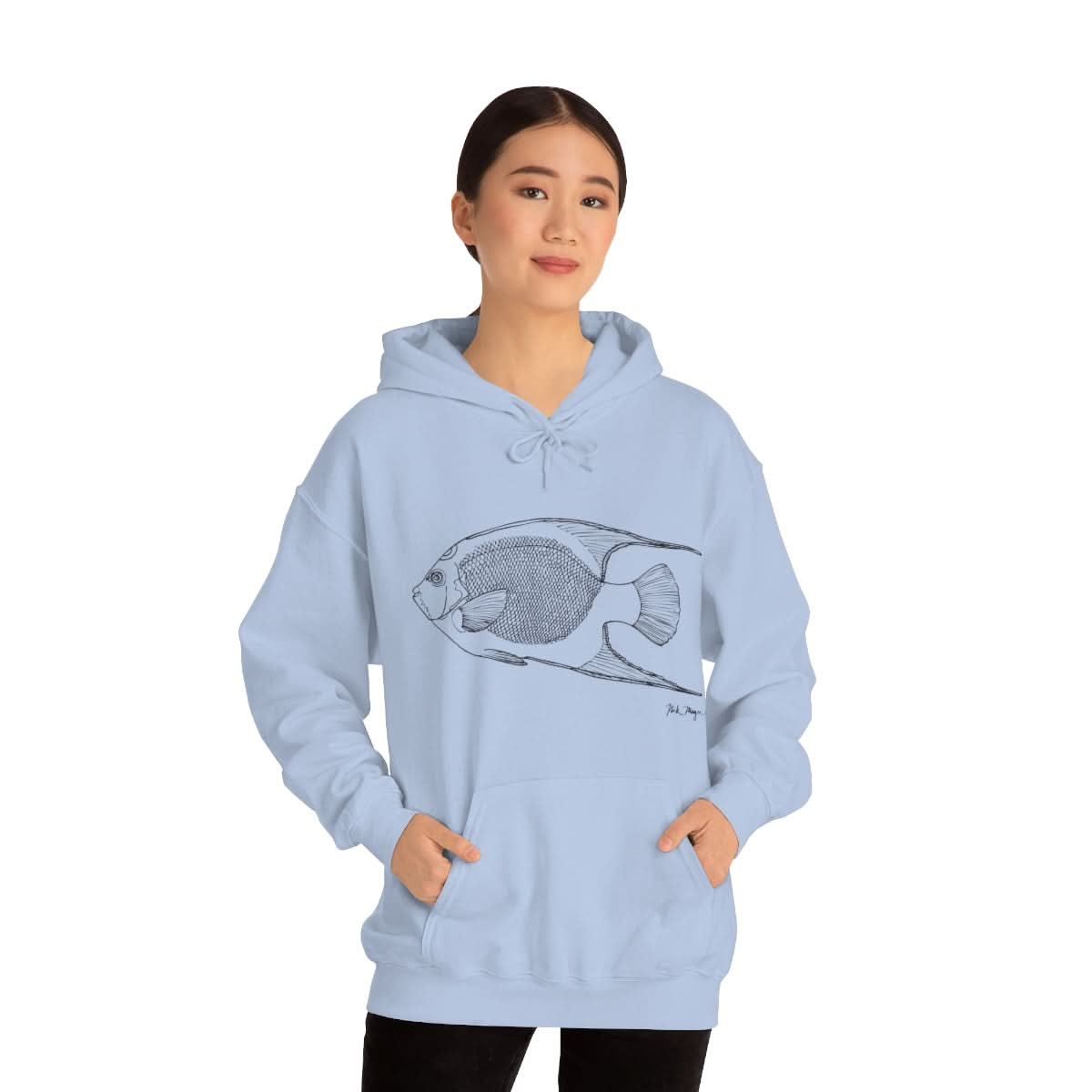 Queen Angelfish Drawing Warm Hoodie