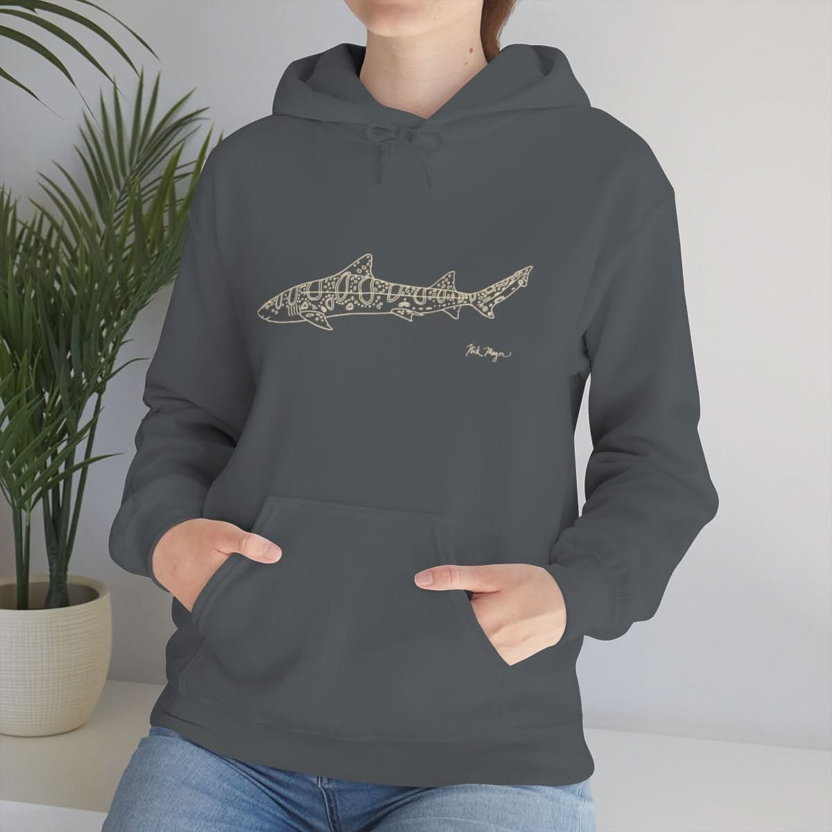 Leopard Shark Drawing Warm Hoodie