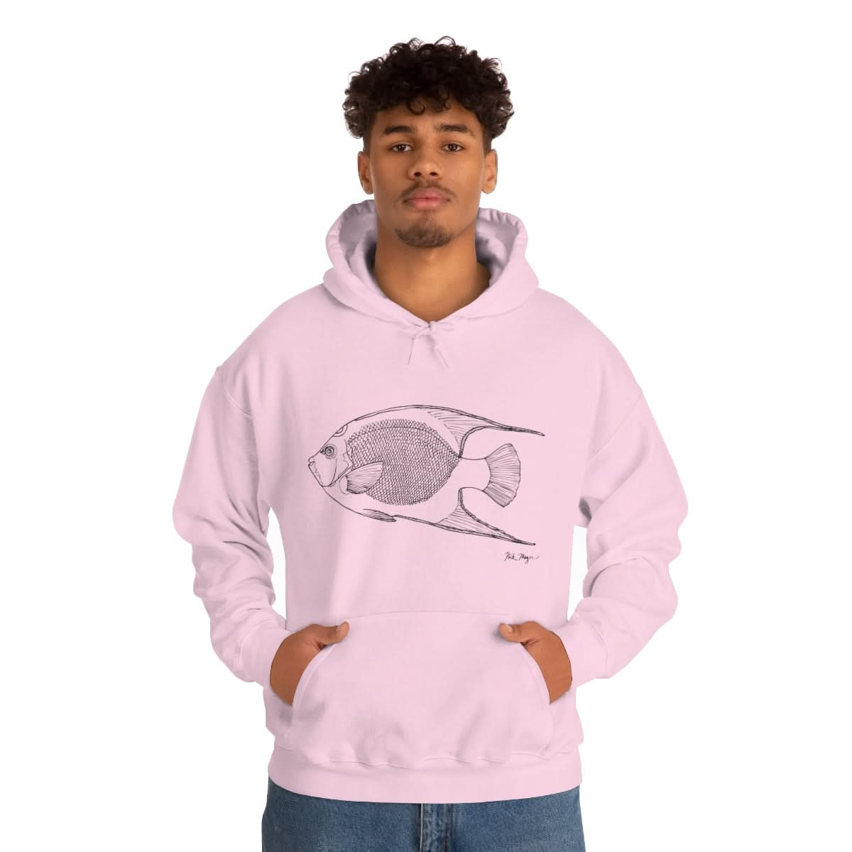 Queen Angelfish Drawing Warm Hoodie