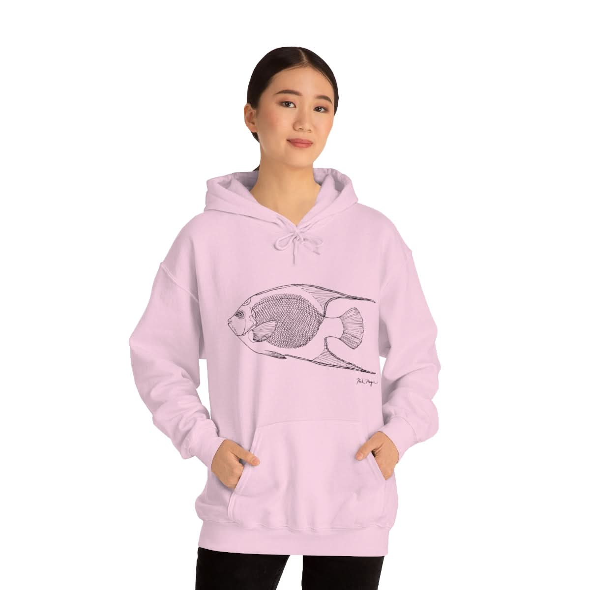 Queen Angelfish Drawing Warm Hoodie