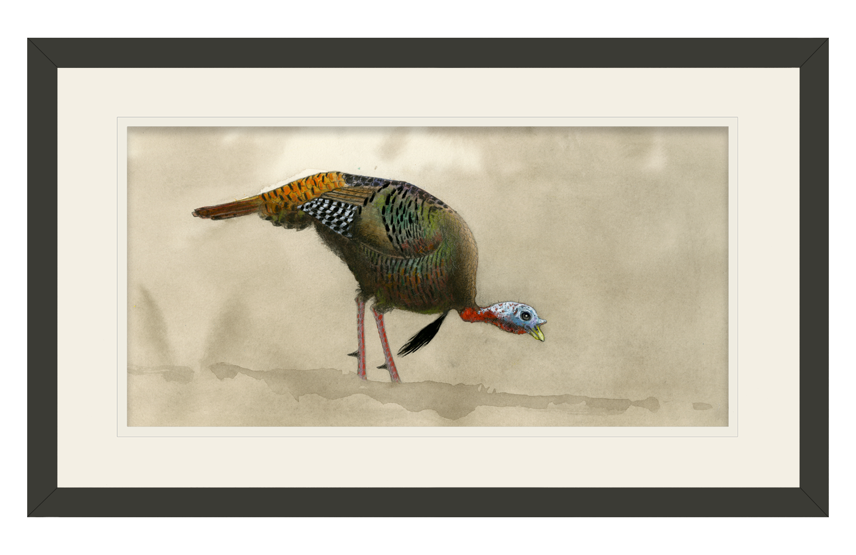 Feeding Tom Turkey Original Watercolor Painting