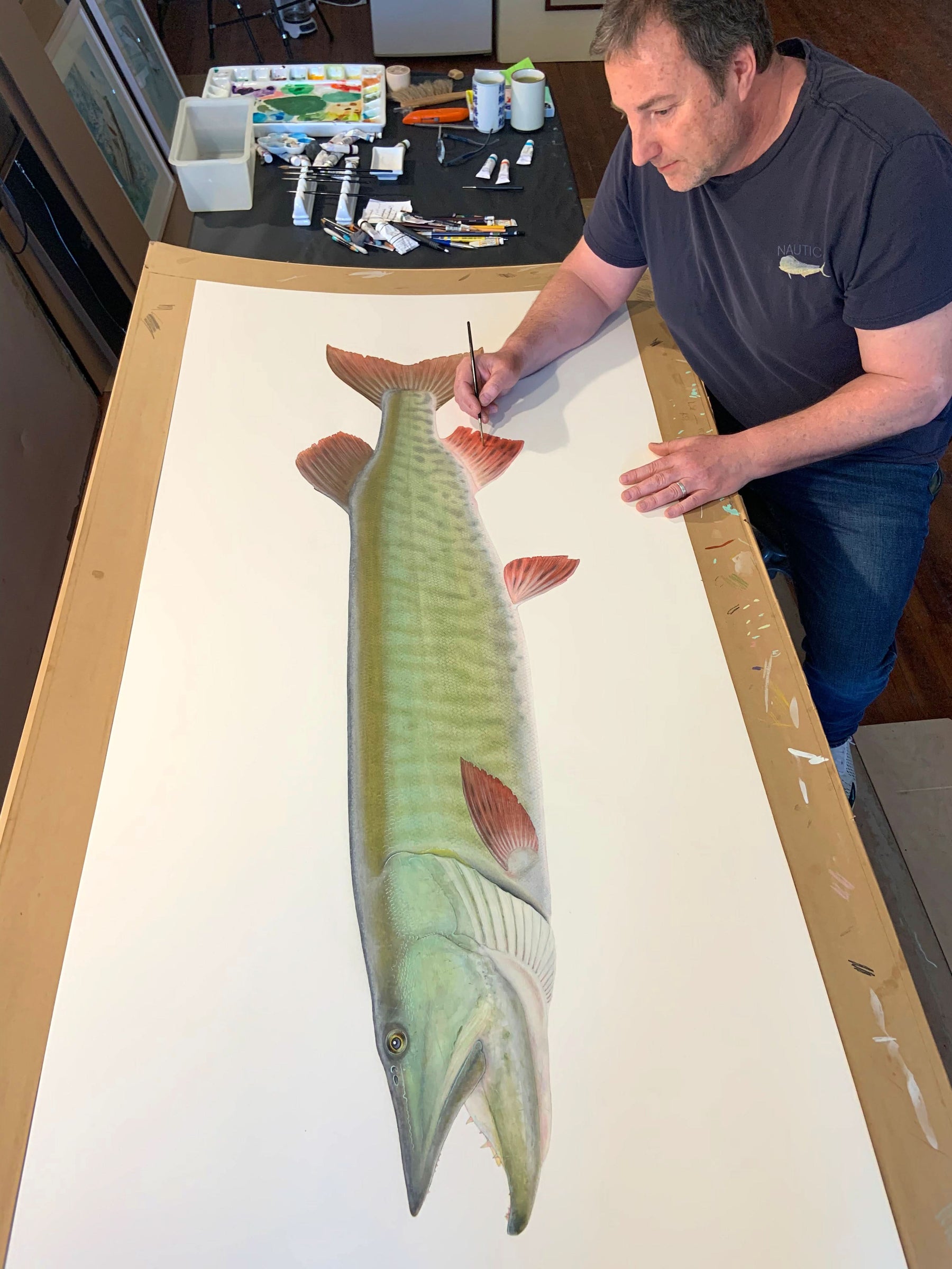 Muskie, 50" Original Watercolor Painting