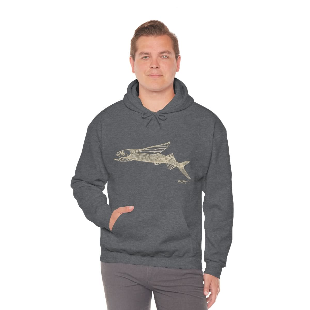 Flying Fish Drawing Warm Hoodie