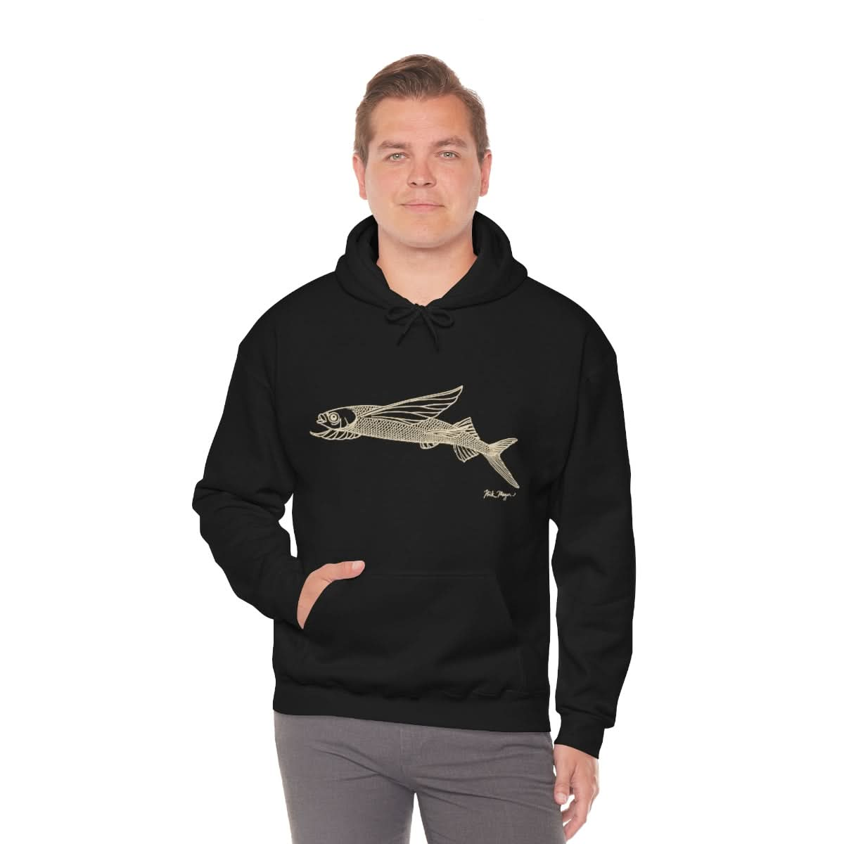 Flying Fish Drawing Warm Hoodie