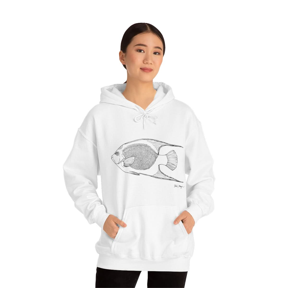 Queen Angelfish Drawing Warm Hoodie