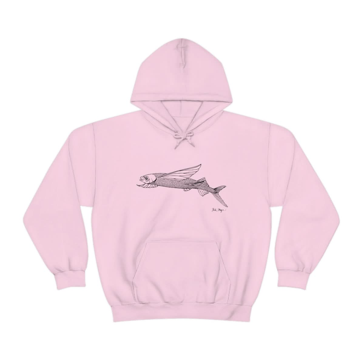 Flying Fish Drawing Warm Hoodie