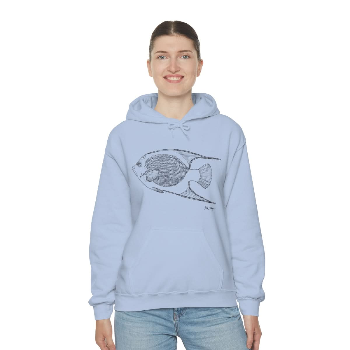 Queen Angelfish Drawing Warm Hoodie