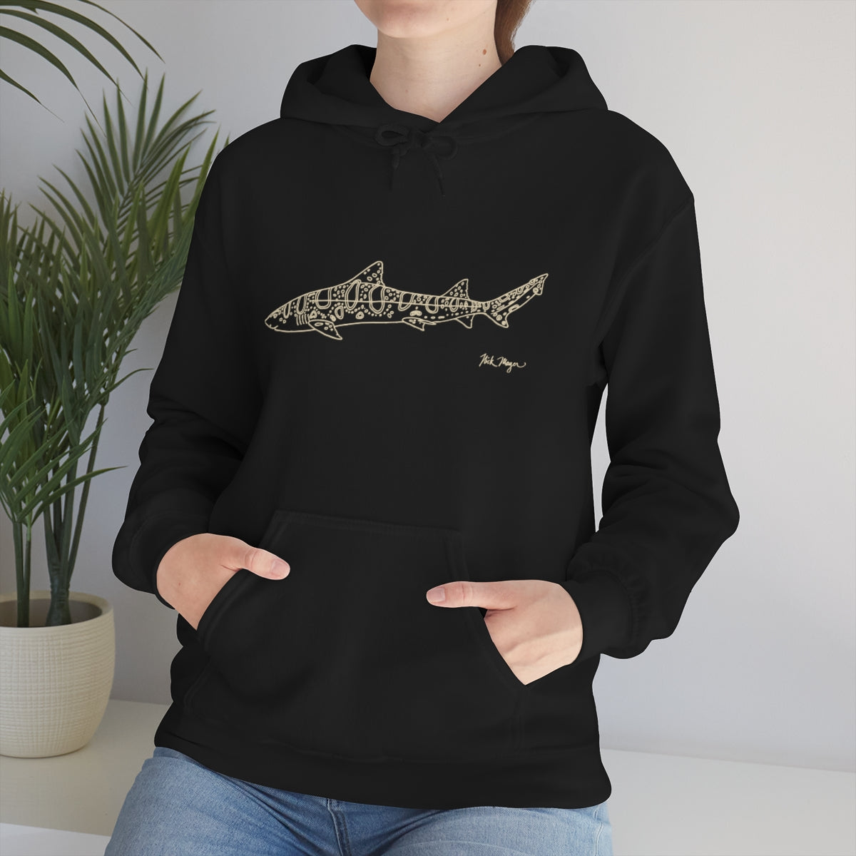 Leopard Shark Drawing Warm Hoodie