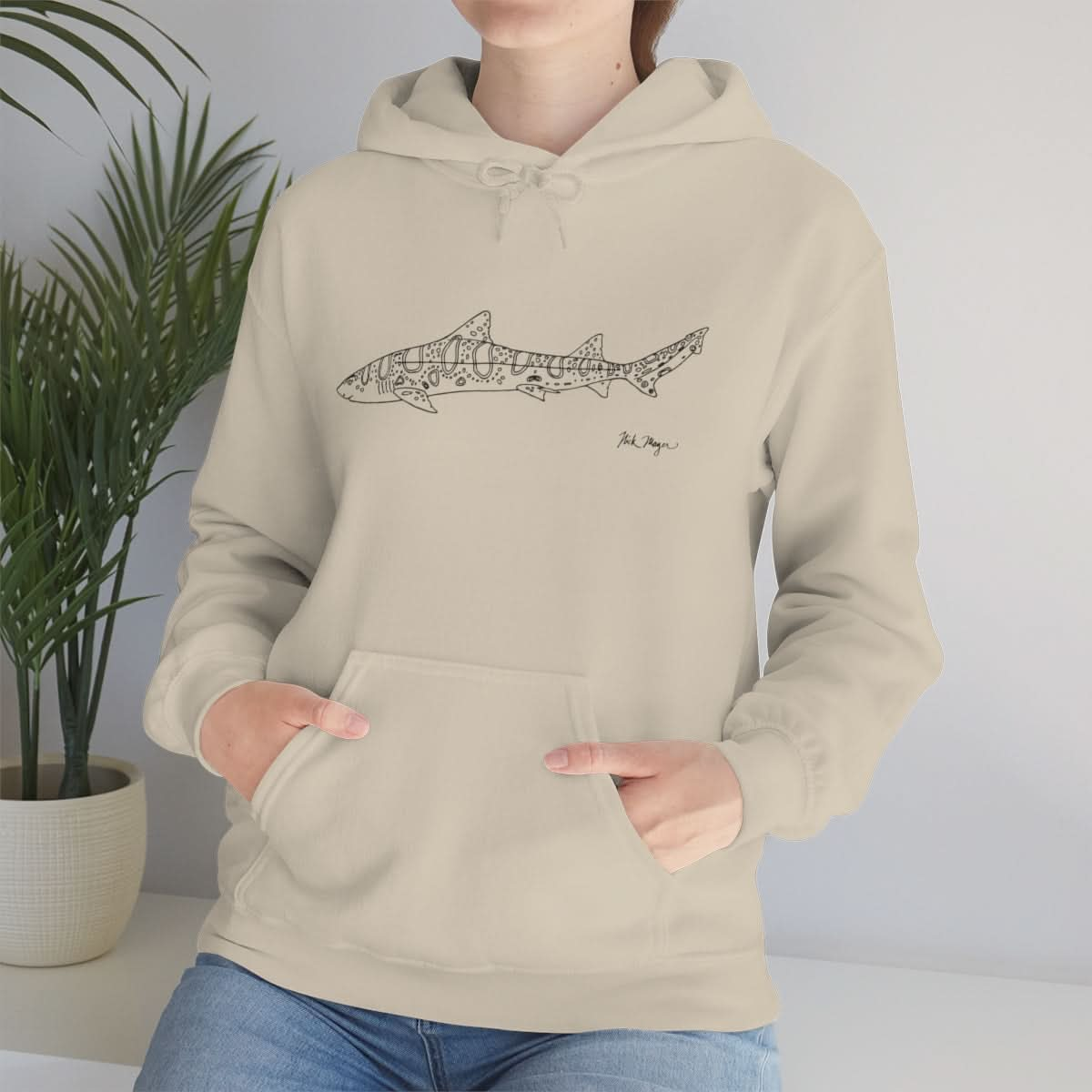 Leopard Shark Drawing Warm Hoodie