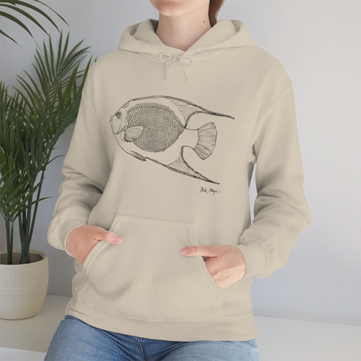 Queen Angelfish Drawing Warm Hoodie
