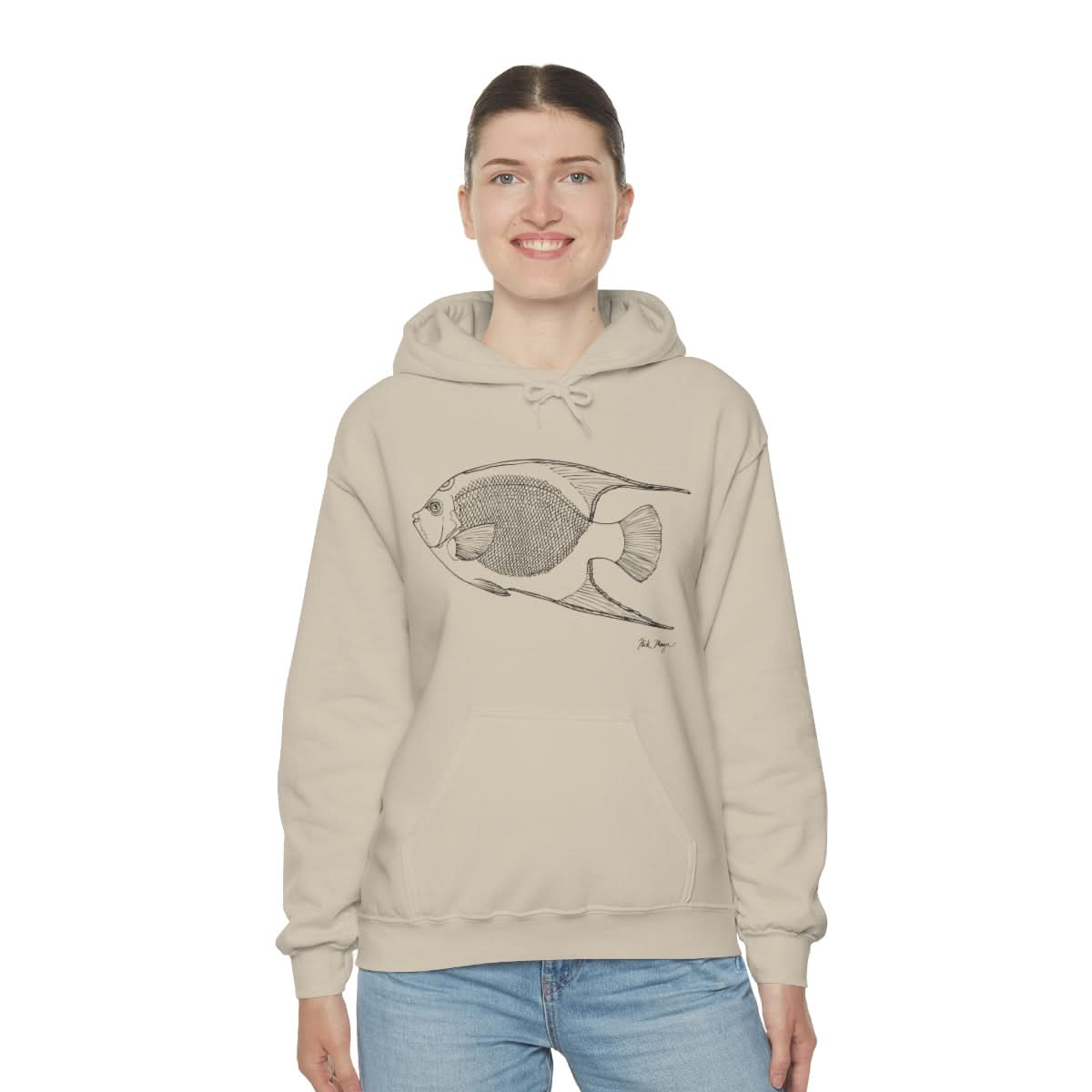 Queen Angelfish Drawing Warm Hoodie