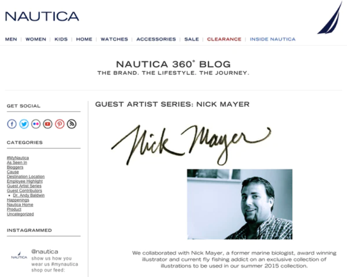 Art and New Clothing Line Featured on Nautica 360 Blog