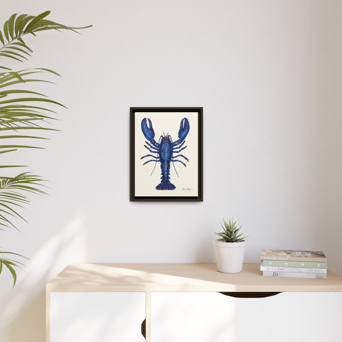 Blue Lobster II Framed Canvas Print Printify