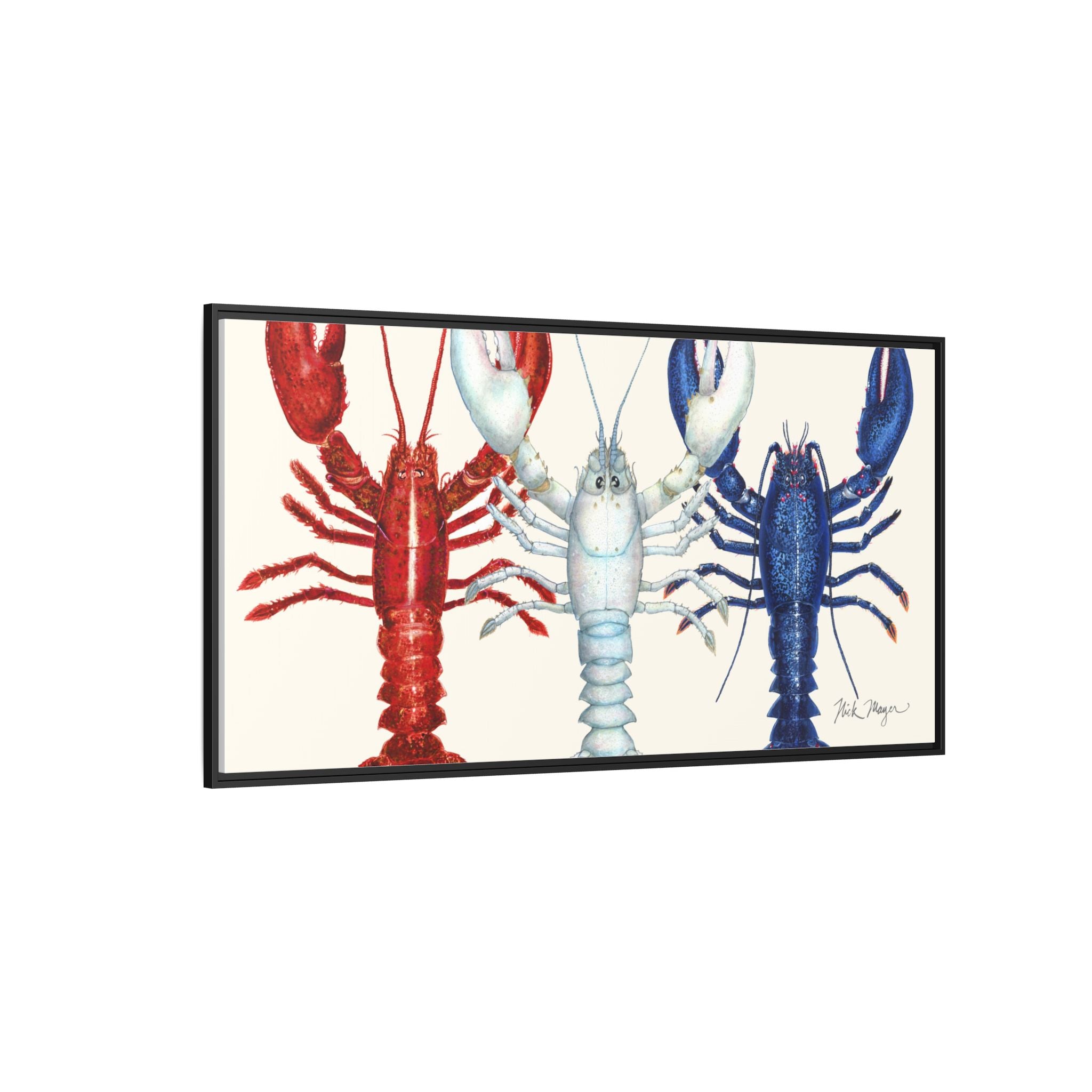 American Lobsters Trio Framed Canvas Print Printify