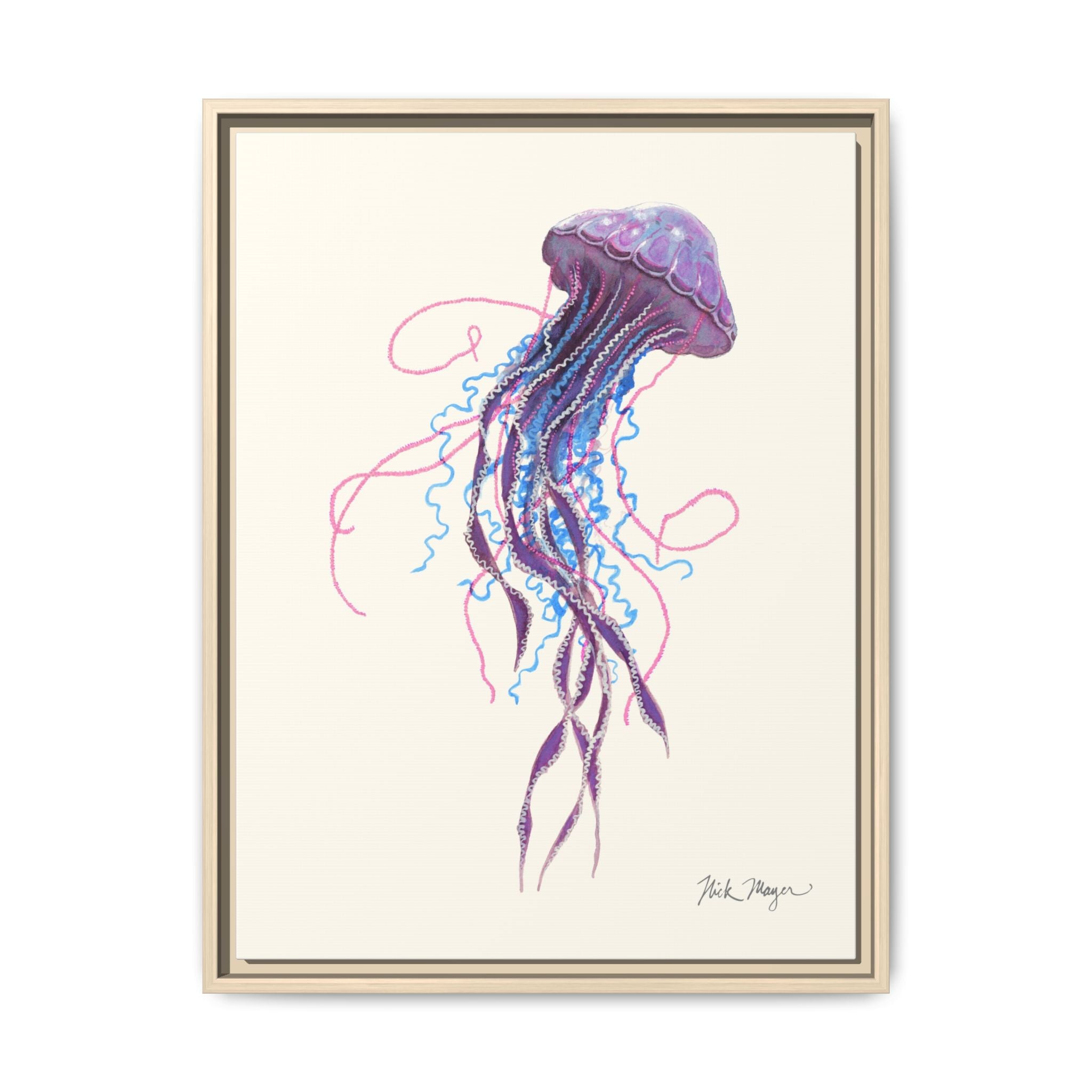 Purple Jellyfish II Framed Canvas Print Printify
