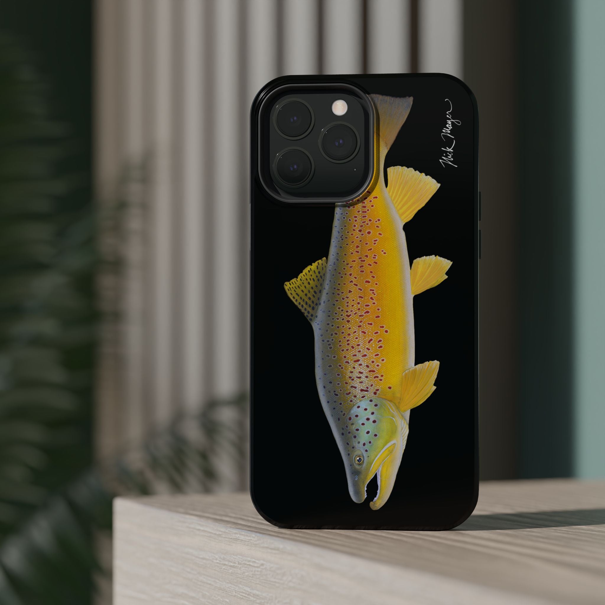 Brown Trout 3 Black MagSafe iPhone Case