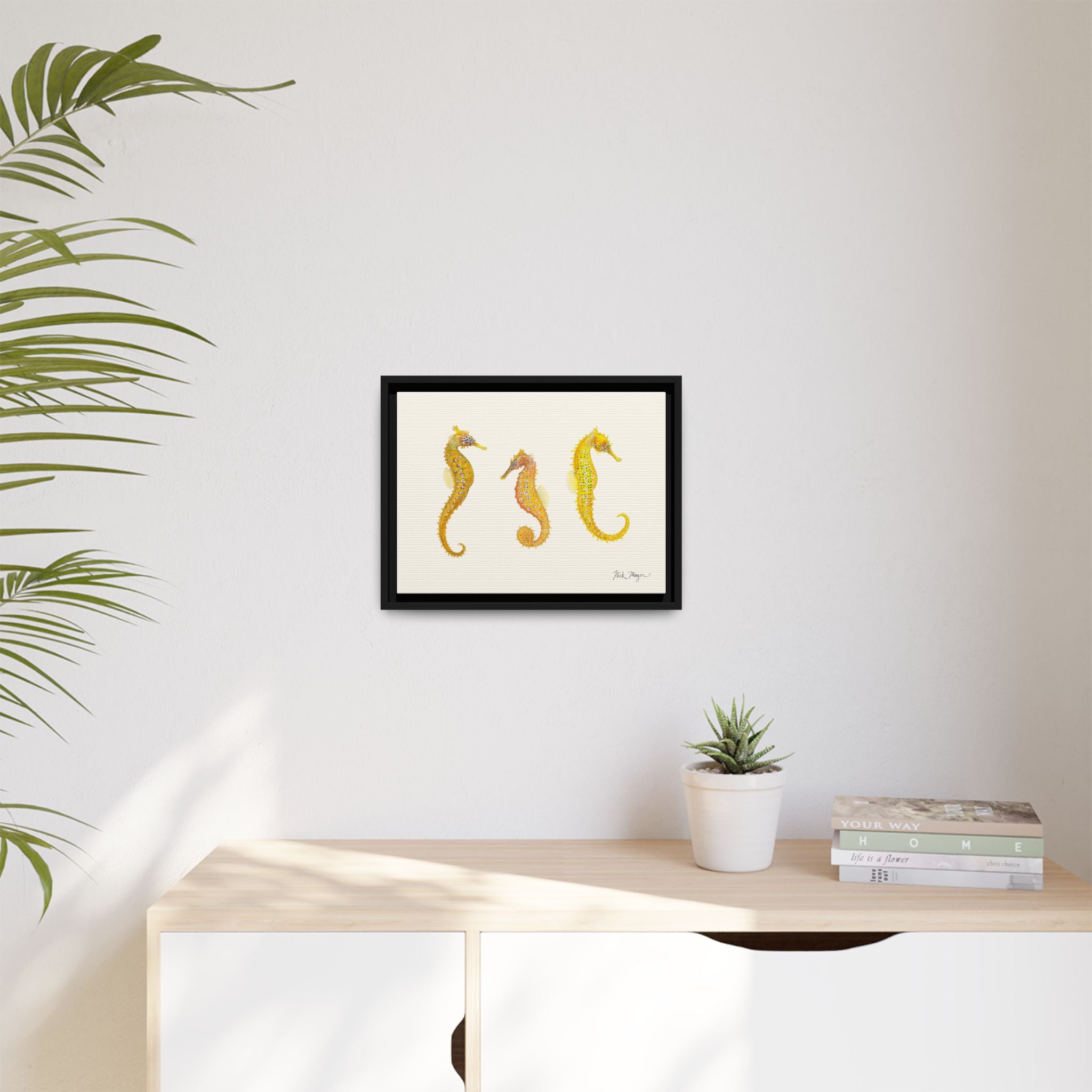 Giant Seahorse Trio Framed Canvas Print Printify