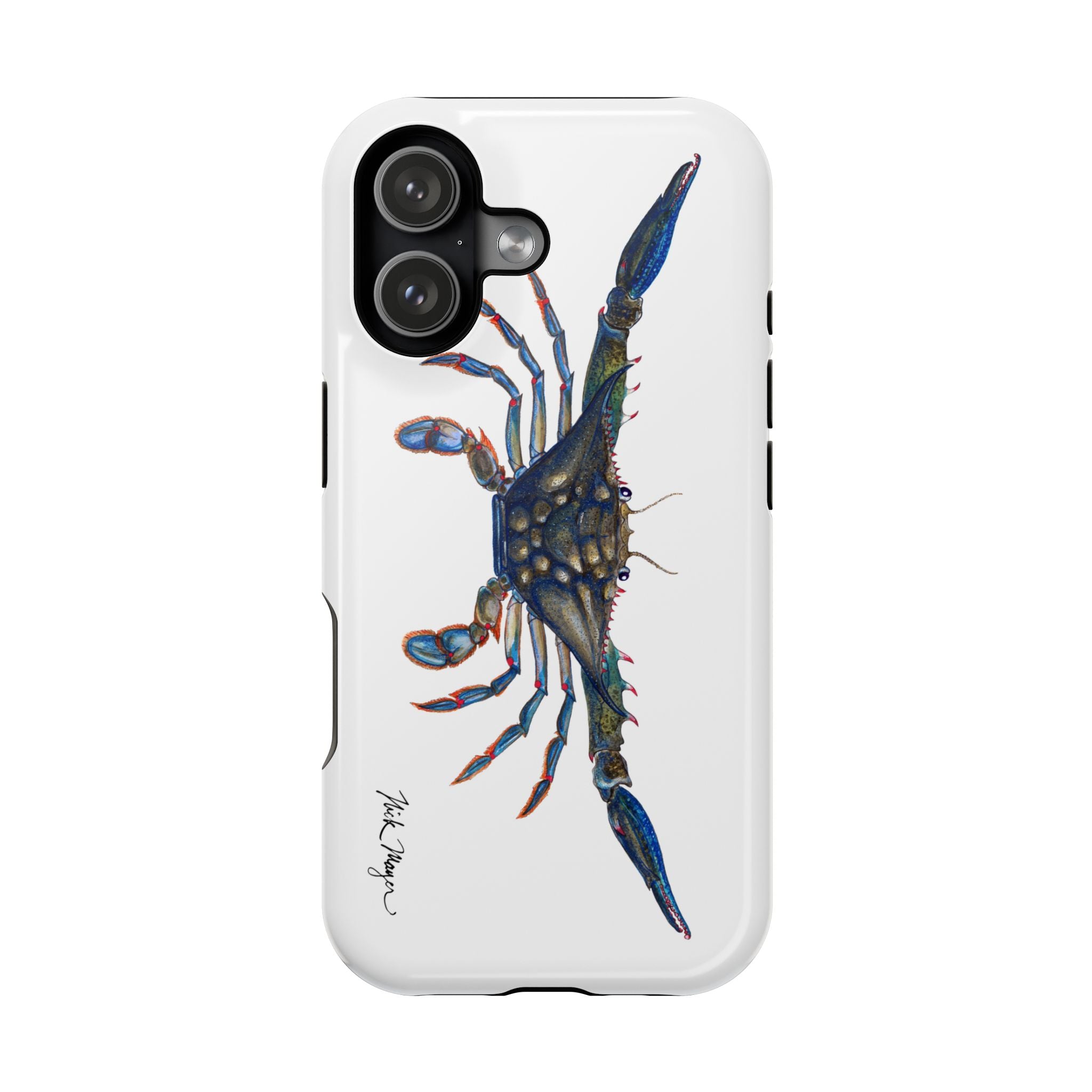 Blue Crab MagSafe White iPhone Case