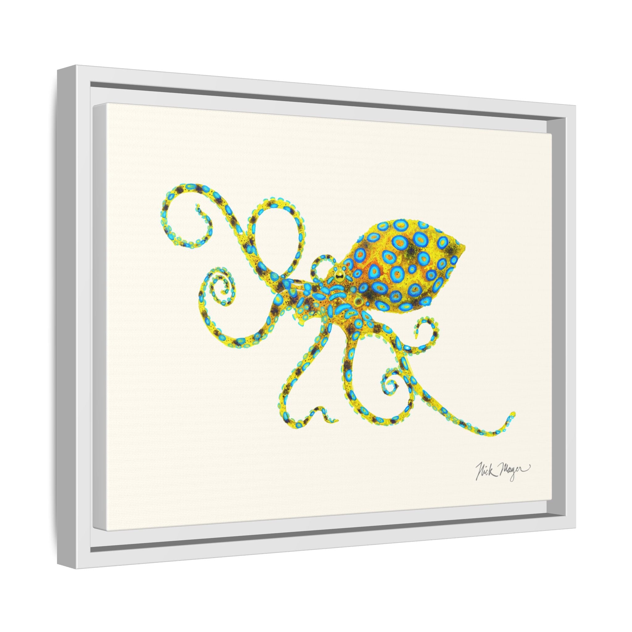 Blue Ringed Octopus Framed Canvas Print Printify
