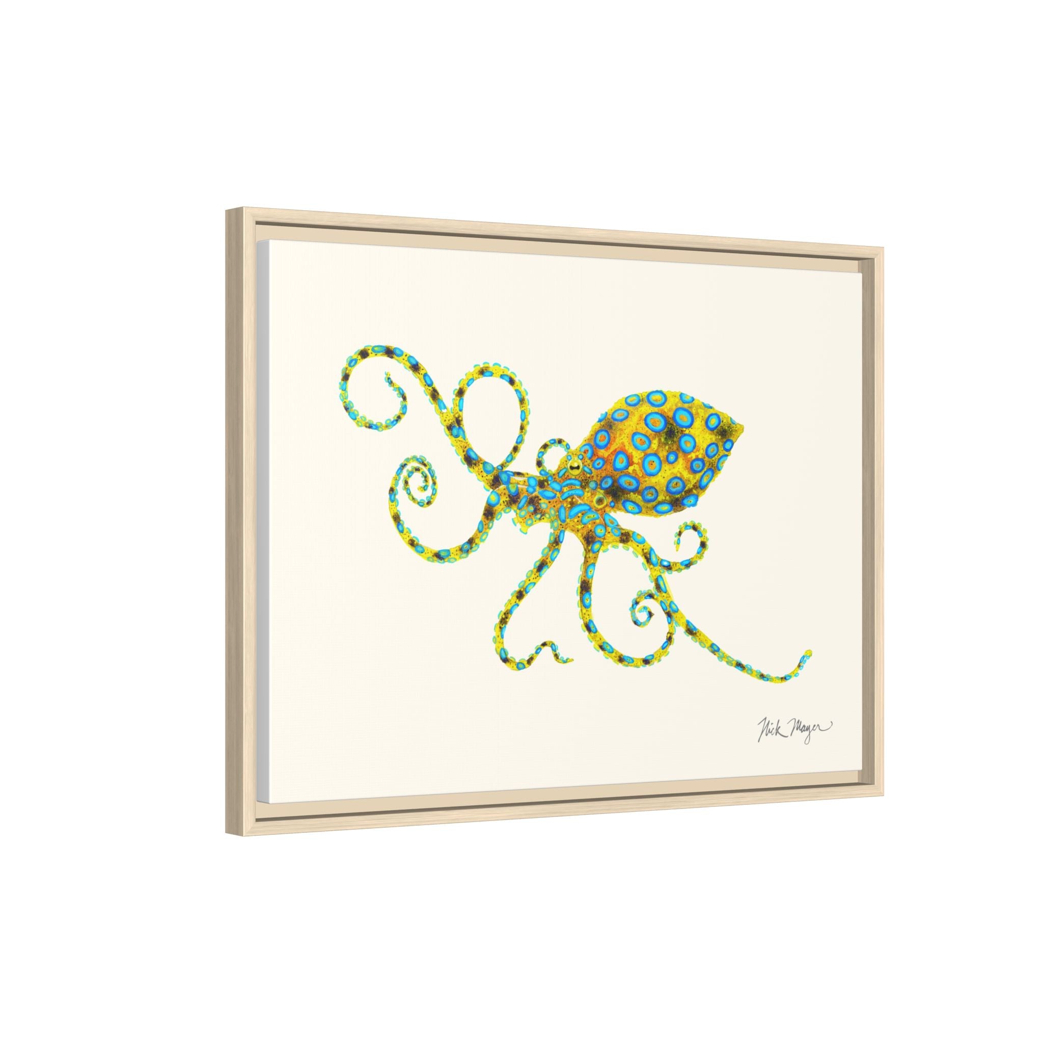 Blue Ringed Octopus Framed Canvas Print Printify