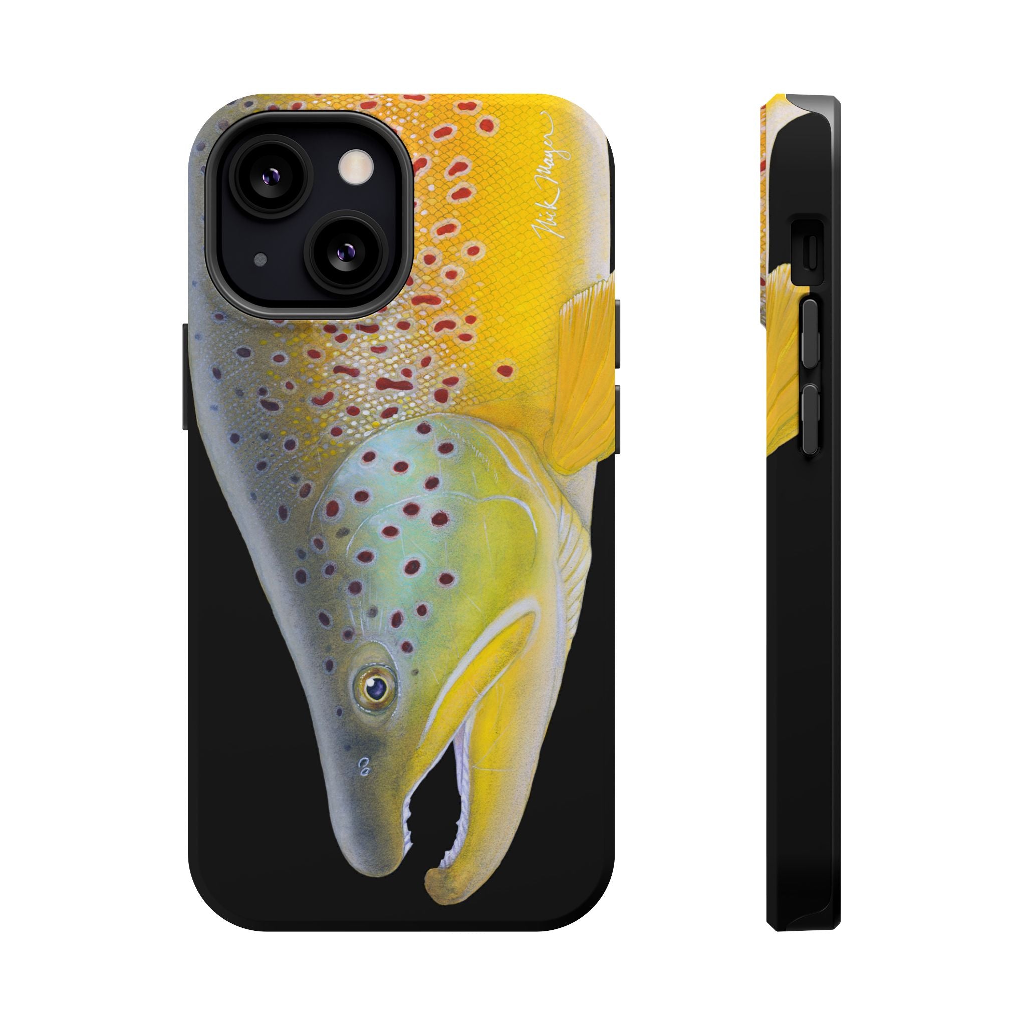 Brown Trout 3 Face Black MagSafe iPhone Case