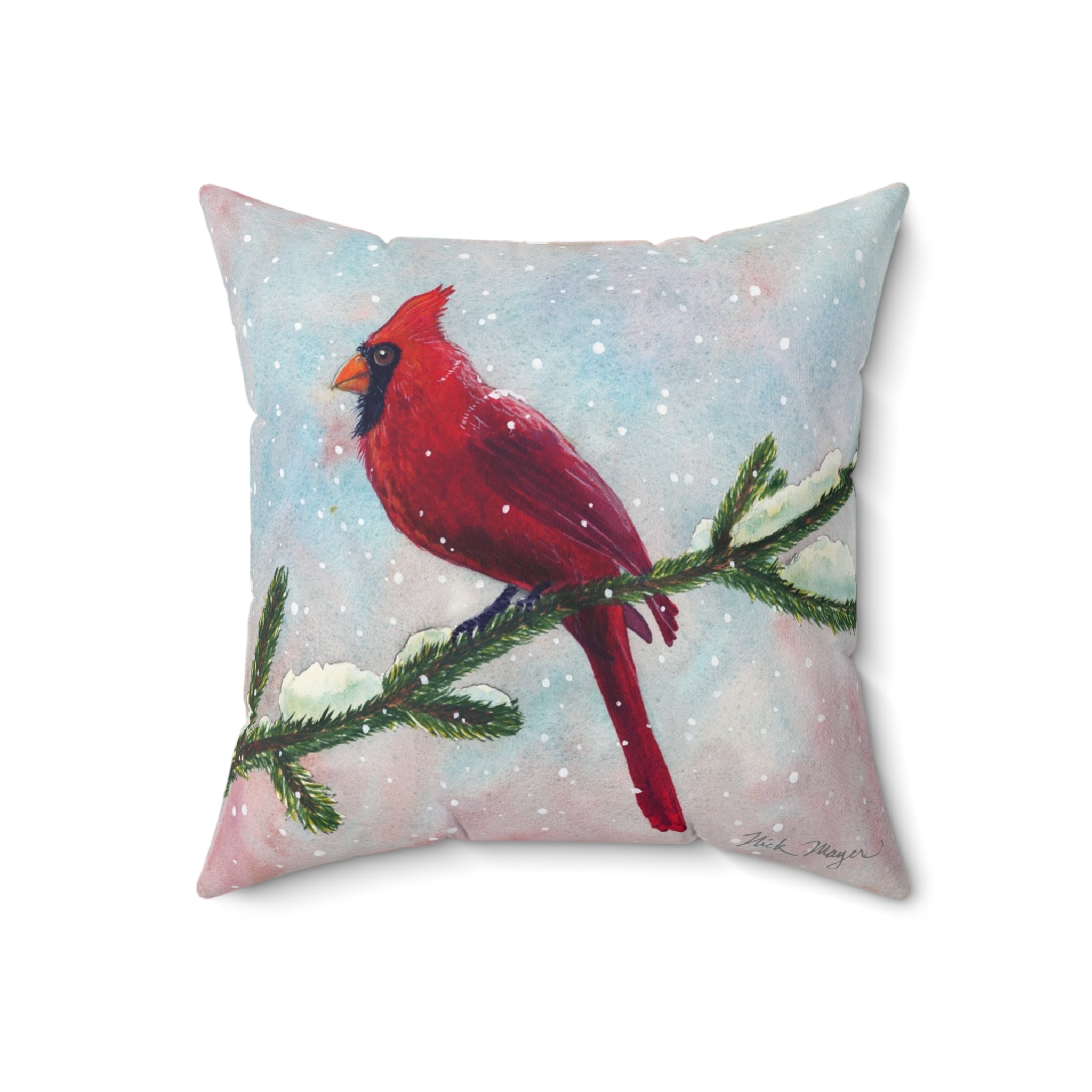 Snowy Cardinal II Throw Pillow