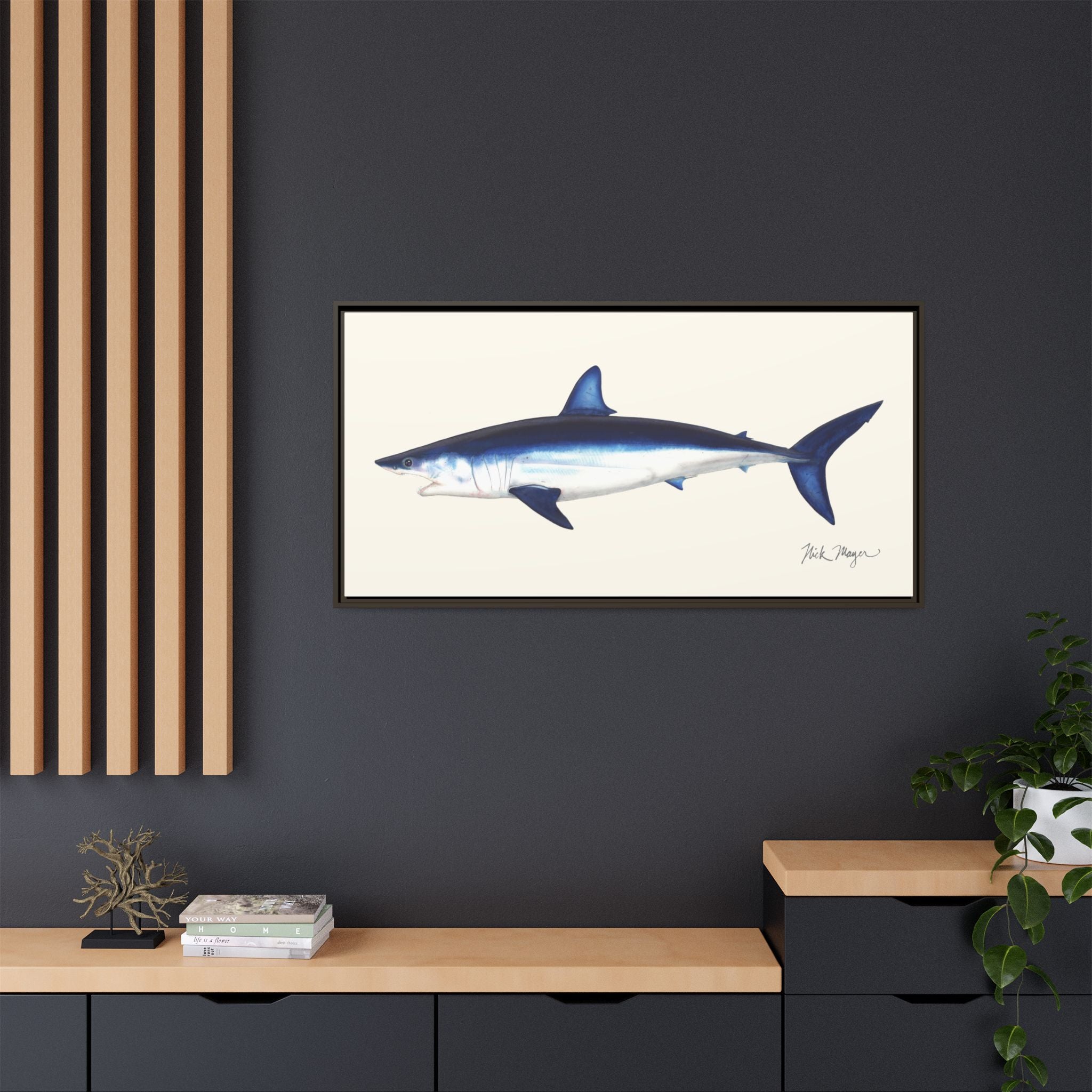 Mako Shark Framed Canvas Print Printify